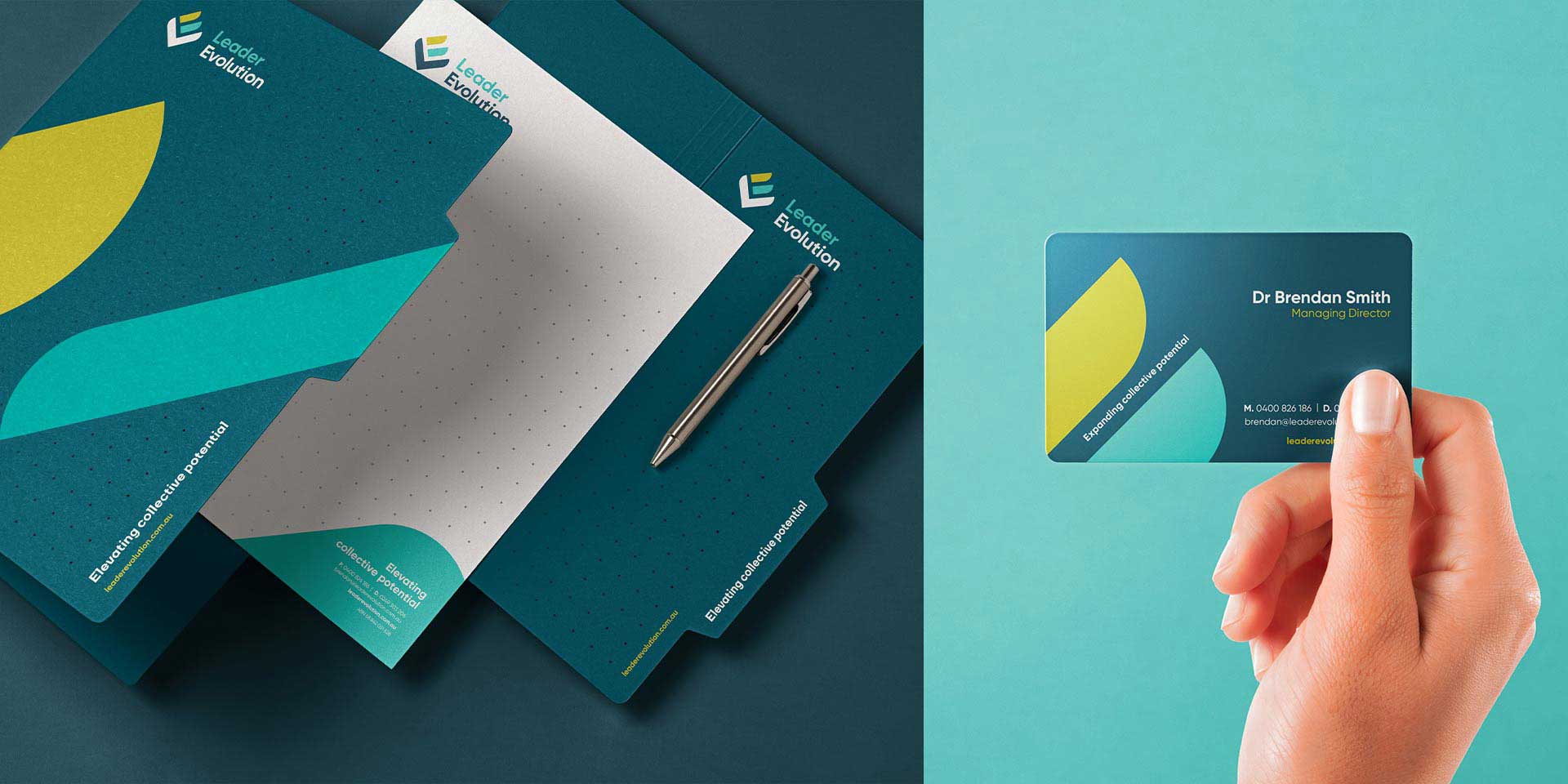 Leader Evolution Corporate folder and business card design