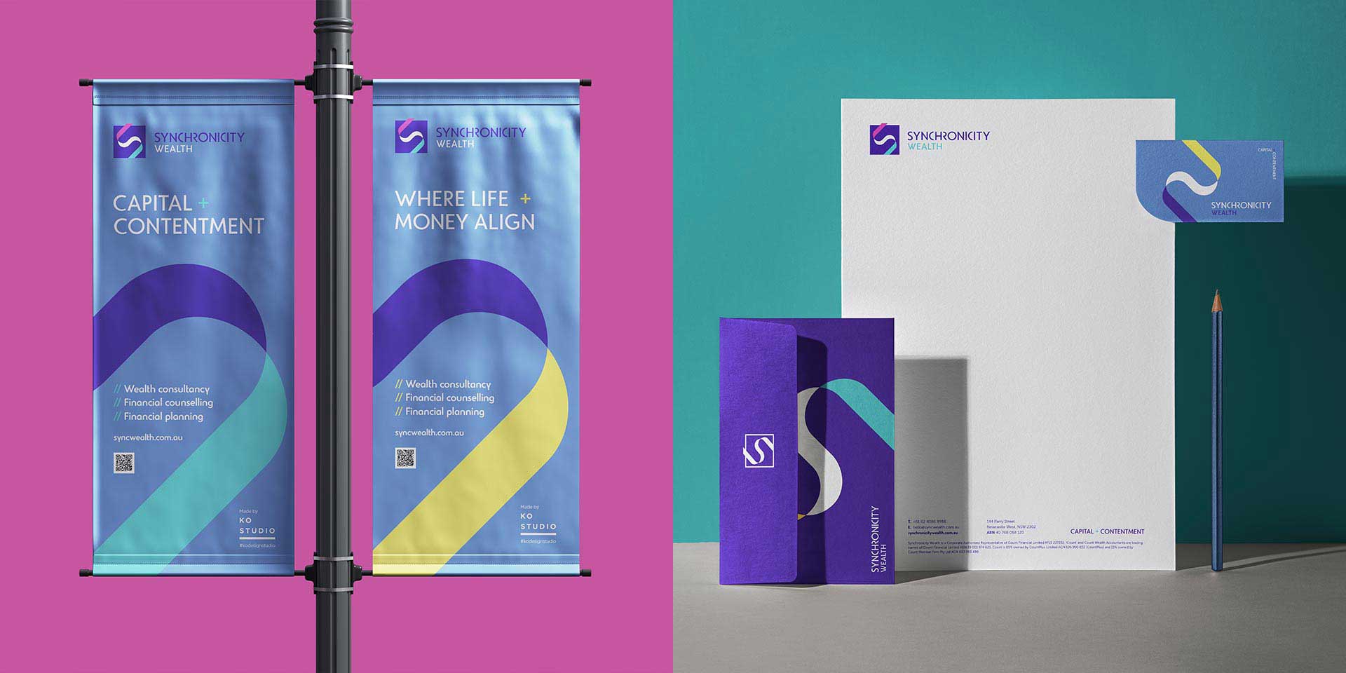 Synchronicity Wealth Corporate banner and stationery design
