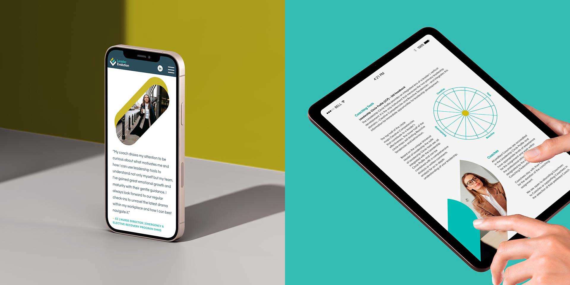 Leader Evolution website design mobile and tablet